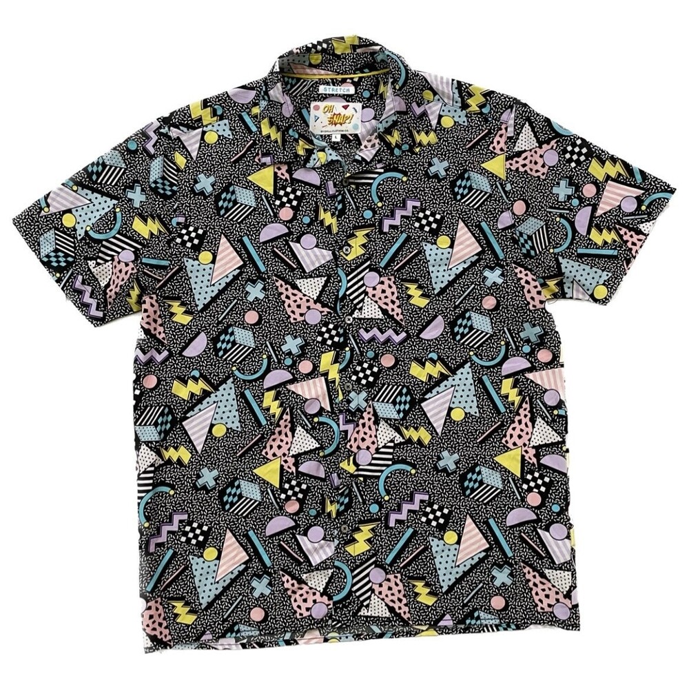 OH SNAP! Stretch By Drill Clothing Shirt Men's Large Retro Graphic Shirt NWOT
